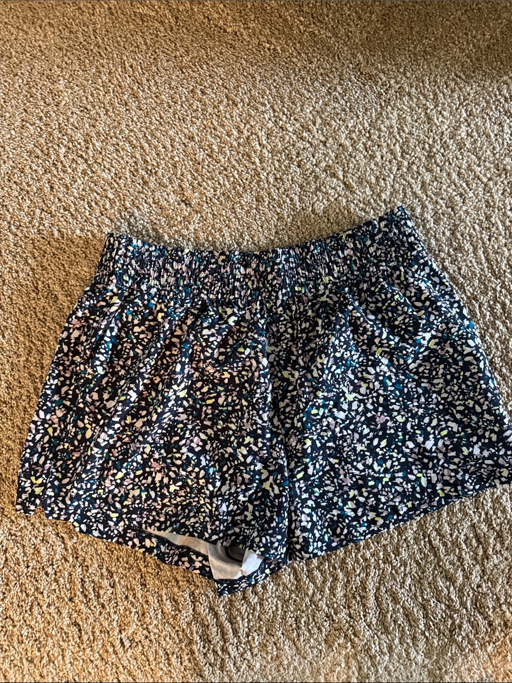 Athleta Navy Floral Confetti Athletic Shorts